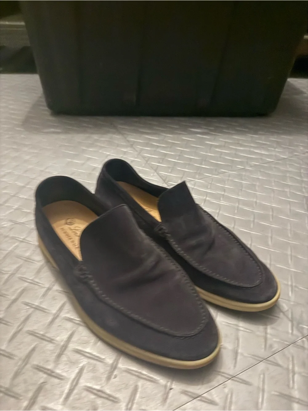 Loro Piana Men's Suede Loafers in Dark Navy